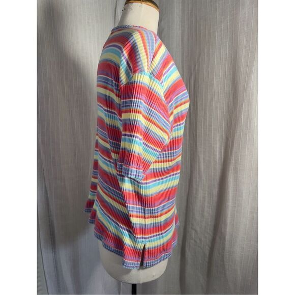 Y2k Pastel Striped Textured T-Shirt - Size L - Picture 5 of 5